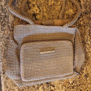 Studio 1010 beige / tan crochet / woven style purse